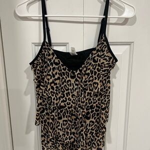 Vintage Y2K Leopard Print Ruffle Cami Top - festival vibes